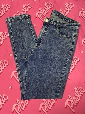 NWOT SHEIN Dark Acid Wash 90s Y2K Style Straight Leg Denim Blue Jeans Pants